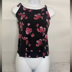 Amisu Sleeveless Top Womens XS Lined Floral Roses Blouse Spaghetti Strap…​